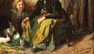 Felix Schlesinger (German, 1833-1910) Mother & daughter feeding rabbits