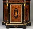 New York Ebonized Side Cabinet with Inlaid Panels, Attr. To Alexander Roux