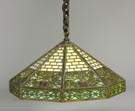 Bradley & Hubbard Patinaed Bronze & Paneled Glass Hanging Lamp w/Cherries