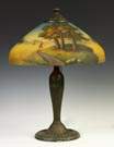 Phoenix Glass Co. Reverse Painted Table Lamp - Lake Scene