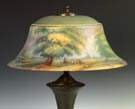 Pairpoint Reverse Painted Table Lamp - Landscape w/Lake Scene in Distance