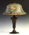 Pairpoint Reverse Painted Table Lamp - Landscape w/Lake Scene in Distance