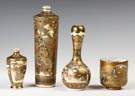 Satsuma Hand Painted Vases and Cup