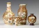 Four Satsuma Hand Painted & Gilded Vases