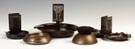 Group of Four Various Heintz Art Hand Hammered Copper Items together with Dirk Van Earp Pen Brush