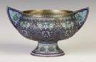 Enameled Russian Silver Handled Vase