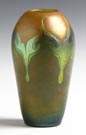 Tiffany Blue/Green Iridescent  Vase - Pulled Feather Design