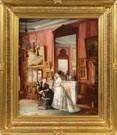 19th cent. English Victorian Parlor Scene 
