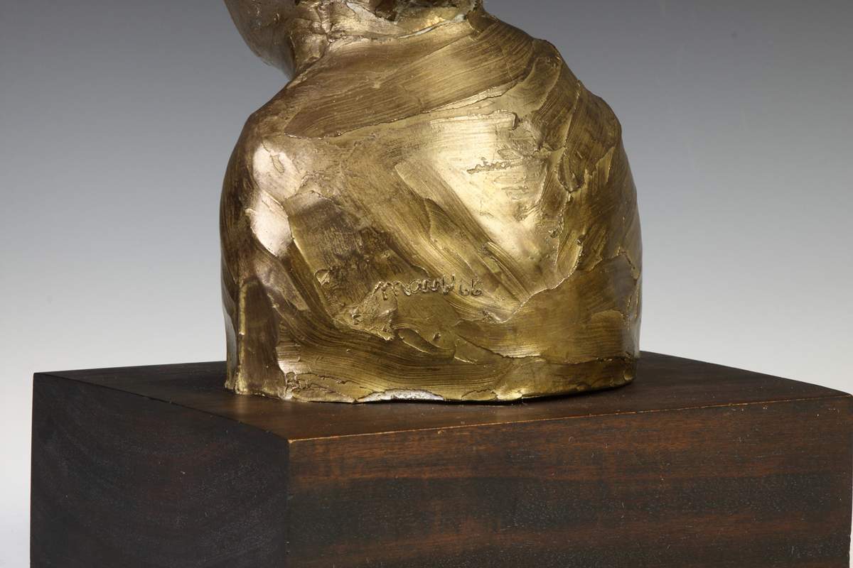 Robert Ernst Marx (American, B. 1925) "Woman Listening" Bronze Sculpture