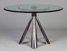 Saporiti  Table w/Chrome Plated Base and Beveled Glass Top 