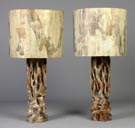 Pair of James Mont (1904-1974) Tree Trunk Lamps