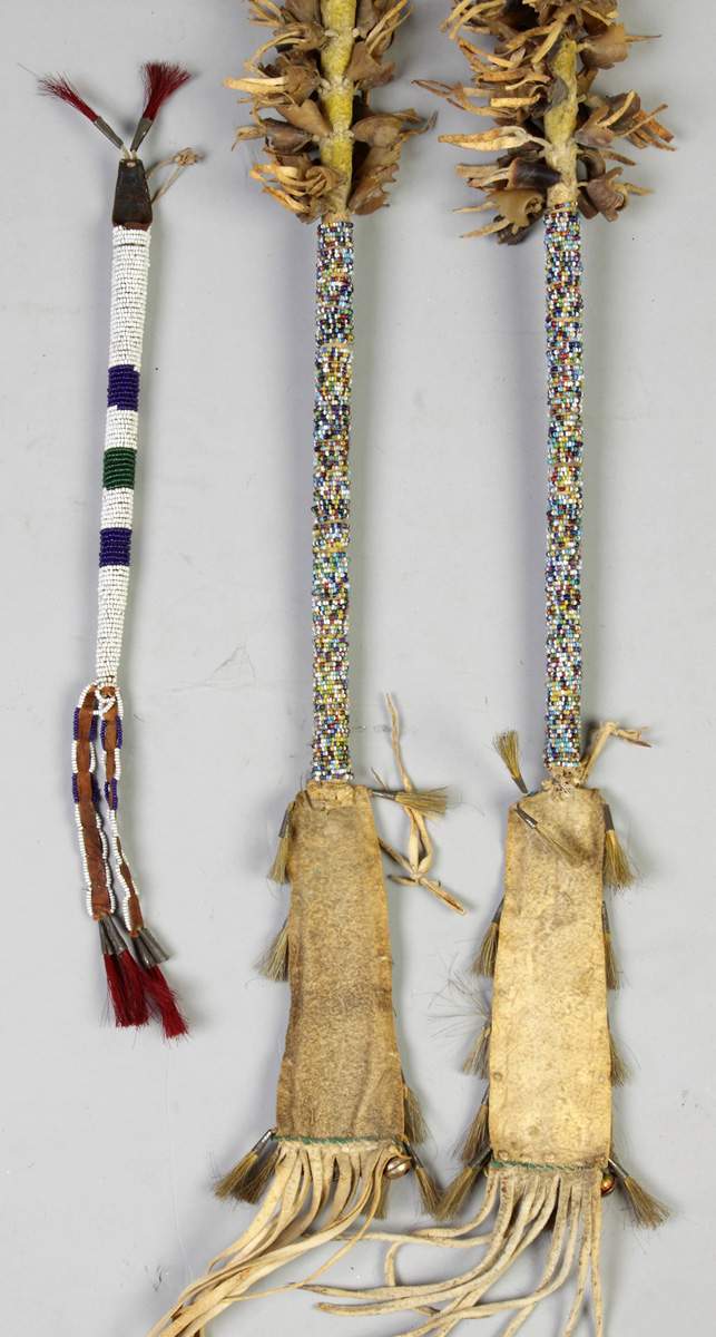 Beaded Awl Case & Ceremonial Rattles Cottone Auctions