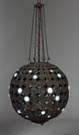 Tiffany Studios Twisted Bronze Wire & Jeweled Glass Hanging Fixture