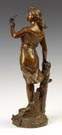 Joseph FranÃ§ois A. Belin (French, D 1902)  Bronze of Young Girl w/Butterfly