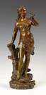 Joseph FranÃ§ois A. Belin (French, D 1902)  Bronze of Young Girl w/Butterfly