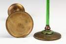 Tiffany Studios Enameled & Gilded Brass Candlesticks w/Glass Stems