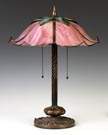 Unusual Albert Secrist Stylized Floral Panel Lamp 