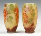 Pair of Daum Nancy Vases with Flowers & Autumn Leaves