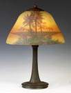 Handel Reverse Painted Lamp - Tropical Sunset Scene