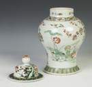 Chinese Porcelain Covered Temple Jar 