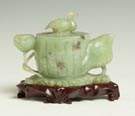 Chinese Carved Celadon Jade Wine Pot