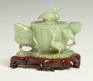 Chinese Carved Celadon Jade Wine Pot