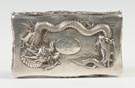 Chinese Export Silver Jewelry Box with Relief Raised Dragons