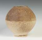 Alfred University Pottery Sphere Shaped Vessel with Tan Glaze
