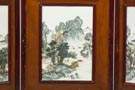 Chinese Screen with Hand Painted Porcelain Plaques