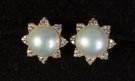 18K Gold, Pearl & Diamond Earrings & Pendant