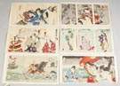 Eleven Japanese Wood Block Triptych Prints