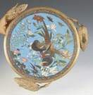 Japanese Cloisonné Centerpiece with Gilt Bronze Herons 