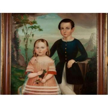 Calvin Balis (American, D. 1856) Double Portrait of the Howes Children 