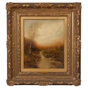 Ralph A. Blakelock (American, 1847-1919) "Fall Landscape"