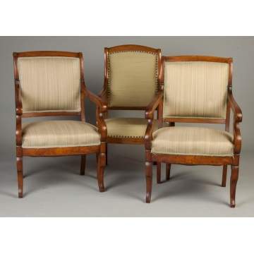 Three Empire Style Mahogany Chairs