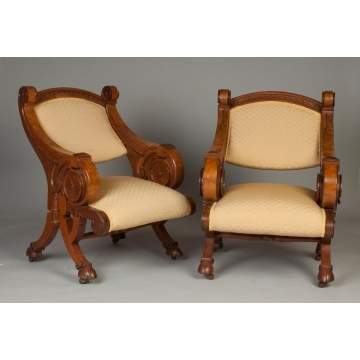 Pair of Walnut Arm Chairs Attr. To Thomas Brooks