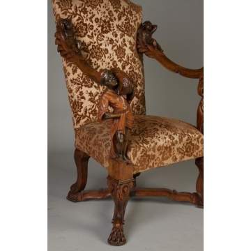 Pair of Italian Carved Walnut Chairs