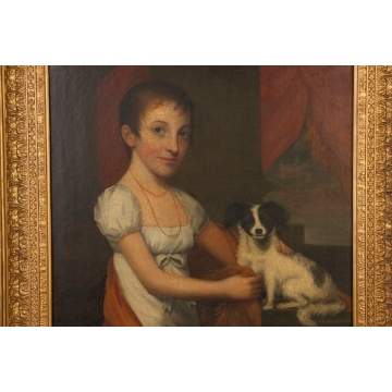 Portrait of a young girl with dog