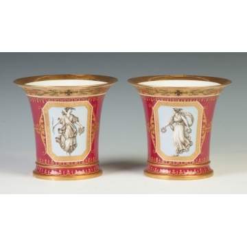 Pair of French Porcelain Cache Pots