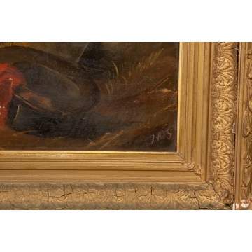 Painting of Hunting terriers in landscape