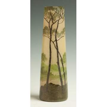 Legras Vase with Landscape, Lake & Enameled Trees