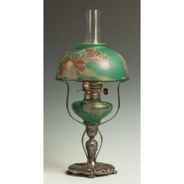 Unusual Pairpoint Obverse Painted & Enameled Oil Lamp