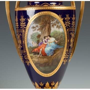 Vienna Blue Porcelain Two-Piece Covered Urn