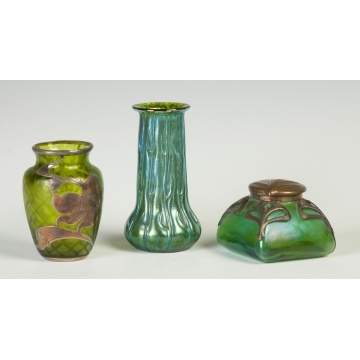 Loetz Vases & Inkwell