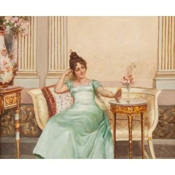 Hector Giacomelli (French, 1822-1904) Young lady in parlor