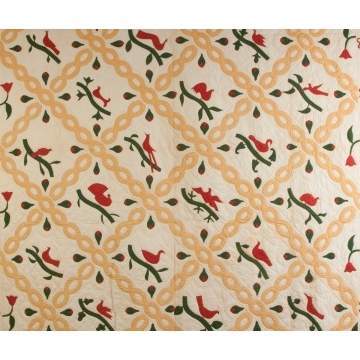 Quilt with Various Bird Motif & Swag Borders