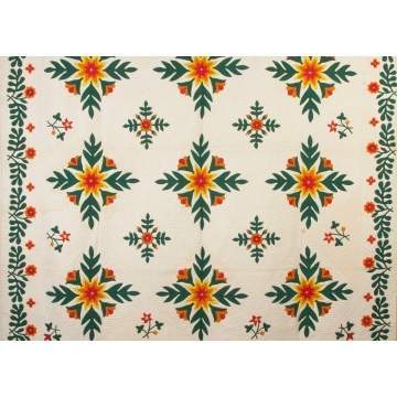 Julie Ann Smith, NY State Quilt with Oak Leaf & Florals