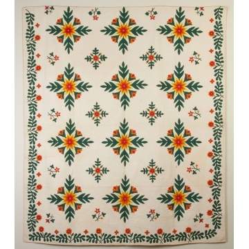 Julie Ann Smith, NY State Quilt with Oak Leaf & Florals