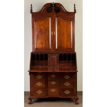 New England Mahogany Block Front Secretary