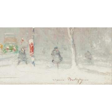 Johann Berthelsen (American, 1883-1972) New York City winter street scene